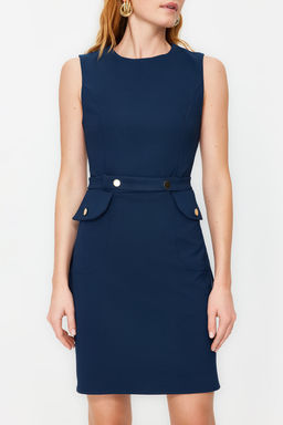 TRENDYOLMILLA Petrol Kemerli Vucudu Saran Cep Detayl? Mini Dokuma Elbise TWOSS23EL02037  фото 10