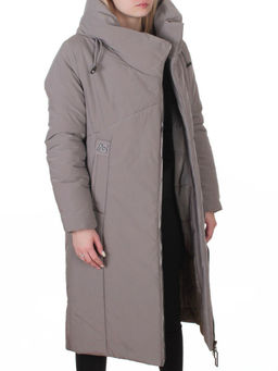 M-9102 GRAY/BEIGE Пальто зимнее женское (верблюжья шерсть, 120 гр. холлофайбер)