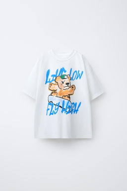 CAMISETA ESTAMPADA OSO / Blanco roto