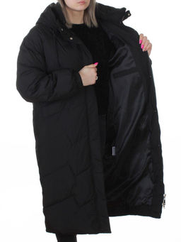 8883 BLACK Пальто зимнее женское (150 гр. холлофайбер)