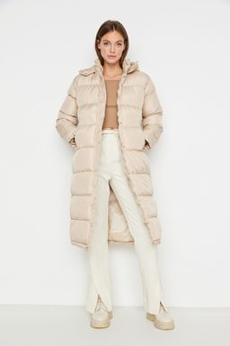 TRENDYOLMILLA Bej Kapusonlu Su Itici Uzun Sisme Mont TWOAW23MO00154  фото 9
