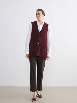 B?y?k Beden V Yaka Kad?n Pel?? Yelek