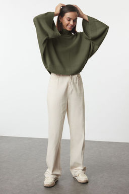 Yesil Genis Kal?p Ispanyol Kol Triko Kazak TWOAW23KZ01838