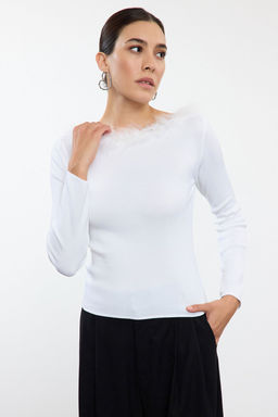 Siyah Kay?k ve Yaka Detayl?. Fitted/Vucudu Saran Triko Kazak TWOAW25KZ00132 - Trendyolmilla фото 6