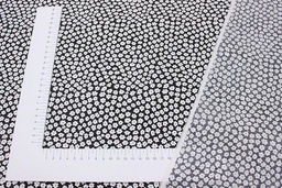 Штапель "Маленькие белые цветочки на черном", ш.1.44м, вискоза-100%, 90гр/м.кв