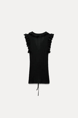 KNIT TOP WITH RUFFLES AND TIES - Zara фото 7