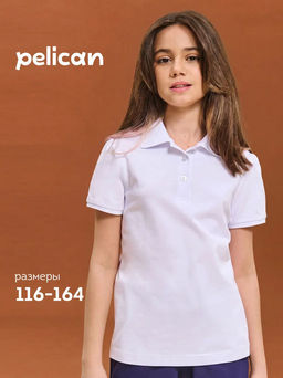 PELICAN, джемпер (модель футболка) для девочек, Белый  фото 5