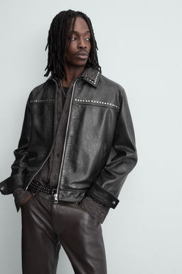 STUDDED LEATHER JACKET - Zara фото 5