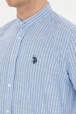 Рубашка мужская U.S. Polo Assn в полоску синяя  фото 7