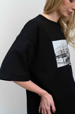 Футболка оверсайз унисекс "Восход" черный