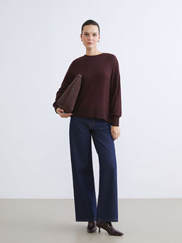 Bisiklet Yaka Oversize Kad?n Sweatshirt