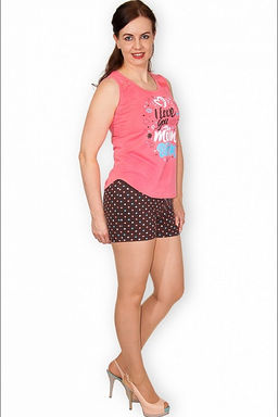 Пижама с шортами на бретелях, принт I Love You (337) - Плиона фото 4