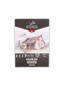 VISTA-ARTISTA DSBS-A5 Альбом для эскизов 180 г/м2 A5 14.8 х 21 см склейка с одной стороны 20 л. Бристоль/Bristol paper