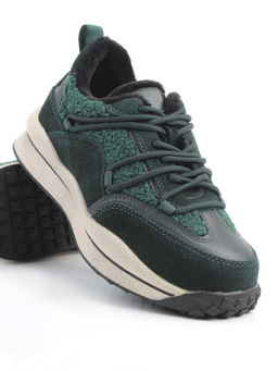 04-XKL23-140R GREEN Кроссовки утепленные женские (натуральная кожа, натуральная замша, байка)