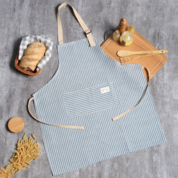 Фартук Доляна с карманом, цв.синий, 70*654см, 100% хл, рогожка