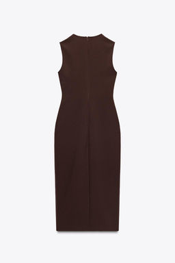 BELTED CREPE MIDI DRESS - Zara фото 7