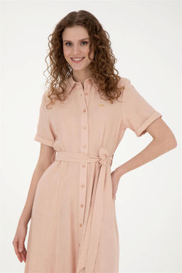 Женское тканое платье цвета лосося - U.s. polo assn фото 4