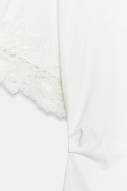 CAMISETA ASIM?TRICA ENCAJE / Blanco - Zara фото 8