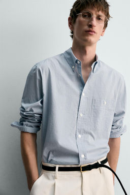 CAMISA RAYAS LIMITED EDITION / Blanco / Celeste - Zara фото 5