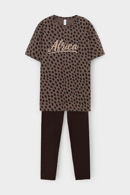 Е 20099/24/пятна сафари,черный кофе пижама жен
