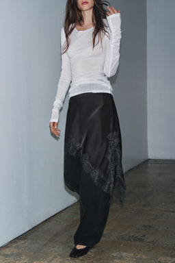 ZW COLLECTION SATIN LACE SKIRT - Zara фото 3