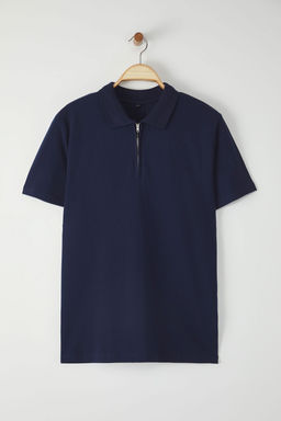 Lacivert Regular/Normal Kesim Fermuarl? %100 Pamuk Polo Yaka T-shirt - Trendyolmilla фото 12