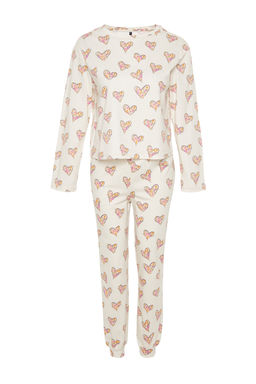 Krem %100 Pamuklu Kalpli Tshirt-Jogger Orme Pijama Tak?m? THMAW24PT00116