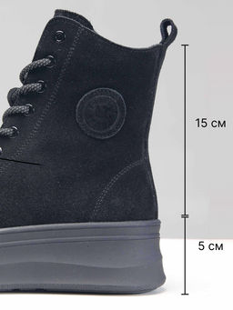 Ботинки 215.warmbl. черные замша/Шерсть