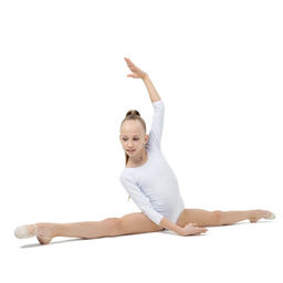 Купальник гимнастический Grace Dance, с рукавом 3/4, р. 38, цвет белый  фото 6