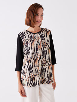 Bisiklet Yaka Desenli Kad?n Ti??rt