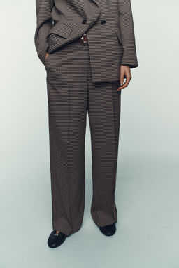 STRAIGHT CHECK TROUSERS WITH BELT - Zara фото 2
