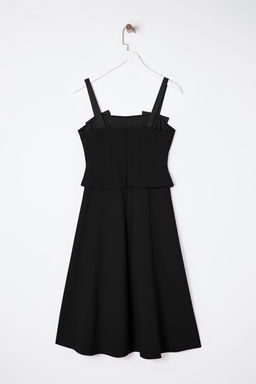 TRENDYOLMILLA Siyah A-Kesim Fiyonk Detayl? Dokuma S?k Midi Elbise TPRSS25EL00079  фото 9