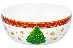Салатник 1,7 л 20*20*7,5 см Новогодняя ёлка красный узор, фарфор NEW BONE CHINA - Elan gallery фото 6