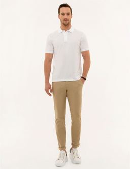 Camel Slim Fit Keten Kar___ml_ Chino Pantolon