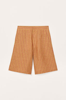 LIMITED EDITION STRIPED LINEN BERMUDA SHORTS - Zara фото 4