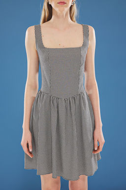 Siyah Potikareli Etegi Belden Ac?lan Balen Detayl? Mini Dokuma Elbise TWOSS25EL00299 - Trendyolmilla фото 3