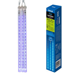 ULD-E2403-144/DTK BLUE IP44 METEOR Занавес светодиодный фигурный Падающие звезды, соединяемый, 2х0,3м. 8 подвесов. Синий свет. Провод прозрачный. TM Uniel. - Volpe фото 9