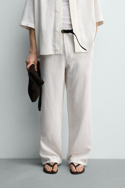 PANTAL?N RELAXED FIT VISCOSA - C??AMO / Blanco roto - Zara фото 3
