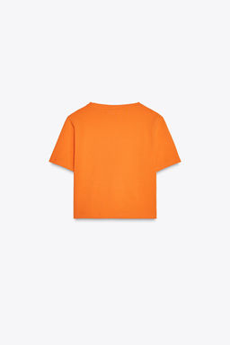 CAMISETA CROPPED MANGA CORTA / Naranja - Zara фото 2
