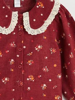 ?i?ek Bask?l? Bebe Yaka K?z ?ocuk G?mlek