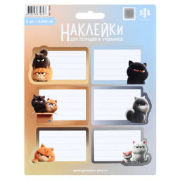 Наклейки бумажные для подписи, 148х185 мм, арт. 73428 / 200 КОТЯРЫ (5 листов в наборе, размер листа