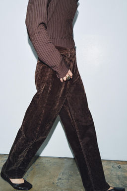 ZW COLLECTION HIGH-WAIST FLOCKED BALLOON JEANS - Zara фото 4