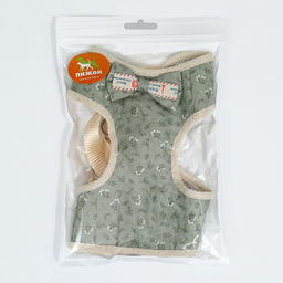 Комплект с мягкой шлейкой Веточки, размер S, поводок 120 х 1,5 см, ОГ 28-62 см, зеленый - Пижон фото 10