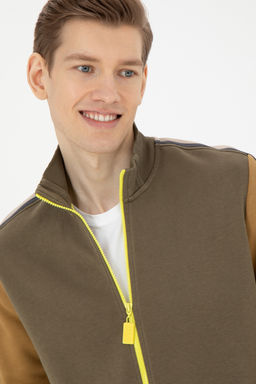 Мужской вязаный кардиган цвета хаки - U.s. polo assn фото 8