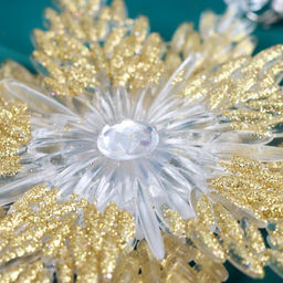 Цена за 2 шт. Ёлочная игрушка Зимнее волшебство. Снежинка - звёздная сияние, 1313.5 см, золото фото 3