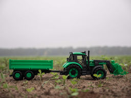 Трактор Прогресс с бортовым прицепом и ковшом инерционный (зелёный) (в коробке) - Полесье фото 12