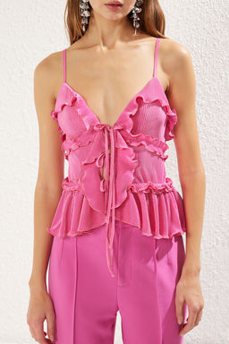 Fusya F?rf?rl? Piliseli Orme Bluz TPRSS25BZ00017 - Trendyolmilla фото 3