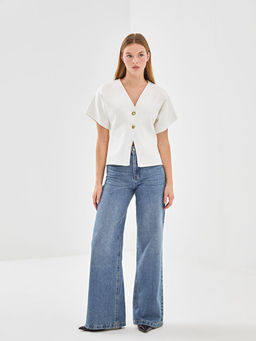 V Yaka Kad?n Triko Bluz