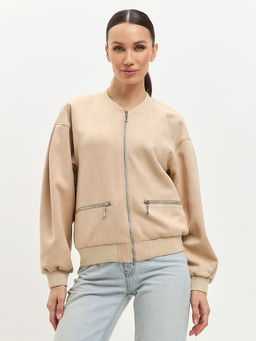 Бомбер из замши бежевый - Tantino фото 8