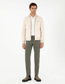 Узкие брюки из плотной ткани цвета хаки